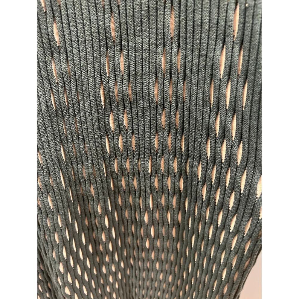 Green ribbed knit fitted midi dress